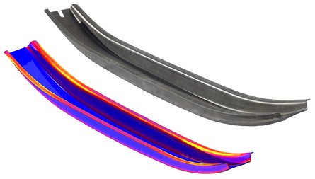 Comparison between simulated and roll formed part